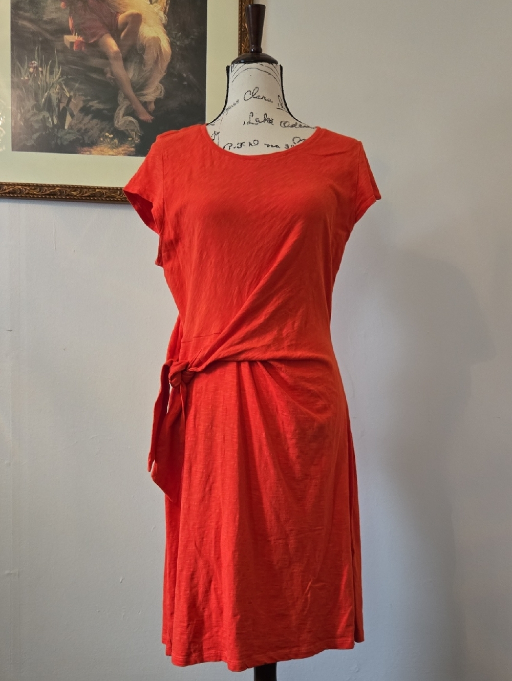 Talbots Orange Tie-Detail Midi Dress